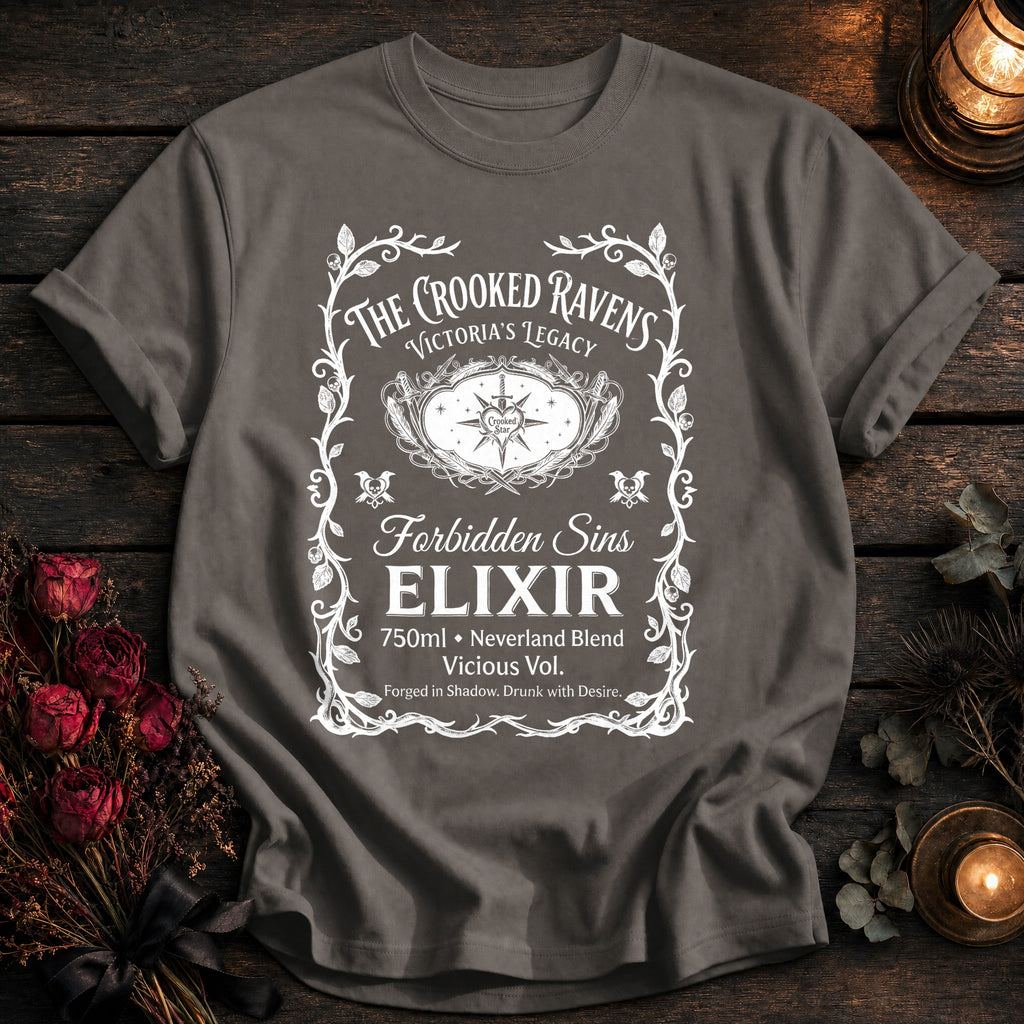 Crooked Ravens Forbidden Sins Elixir Label White - Grey