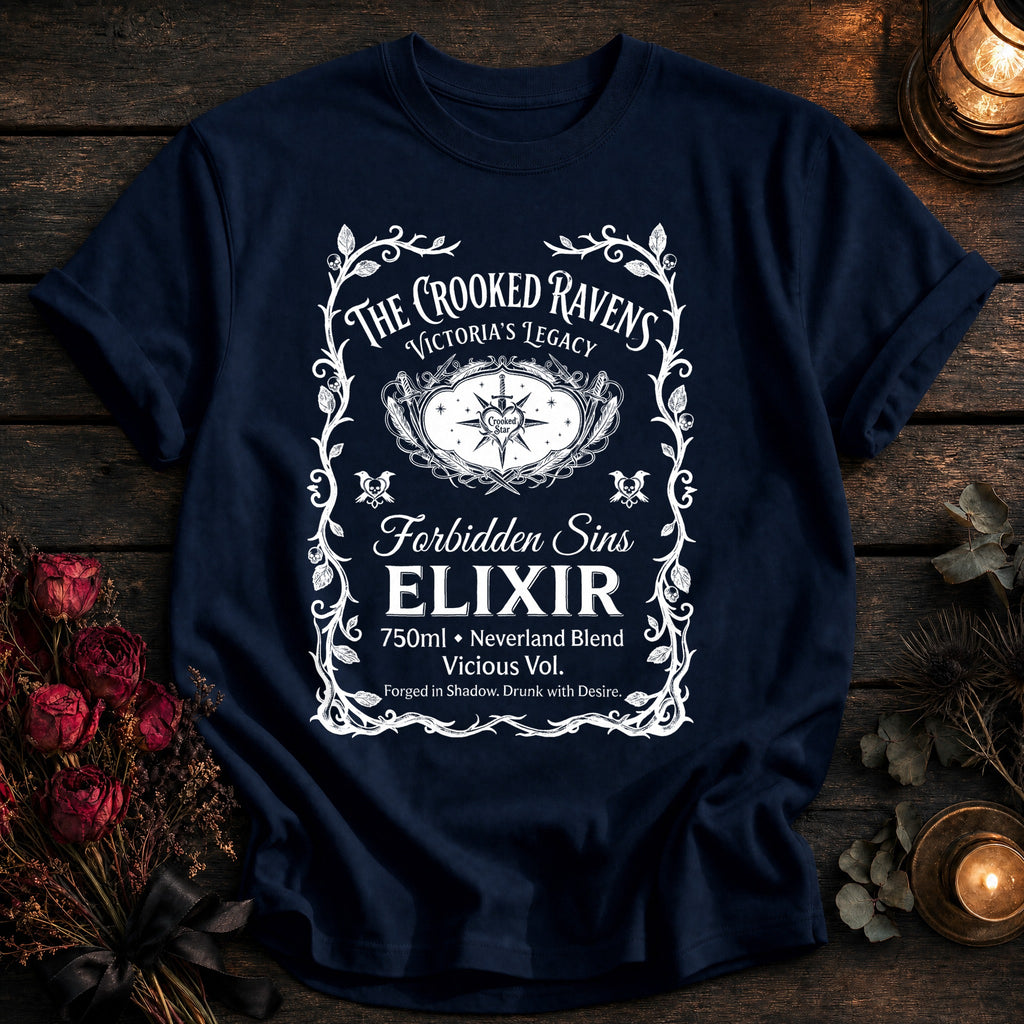 Crooked Ravens Forbidden Sins Elixir Label White - True Navy