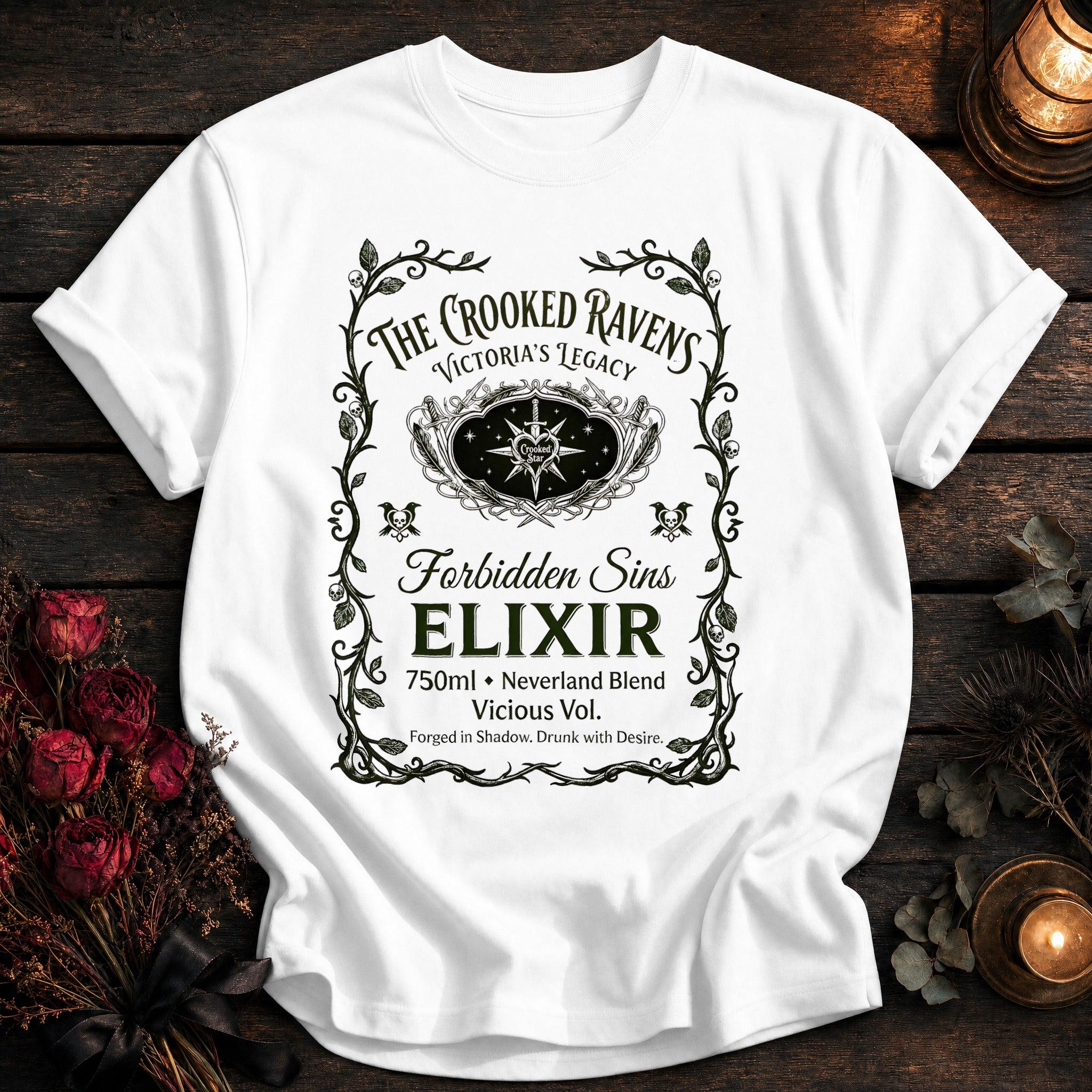 Crooked Ravens Forbidden Sins Elixir Label - White
