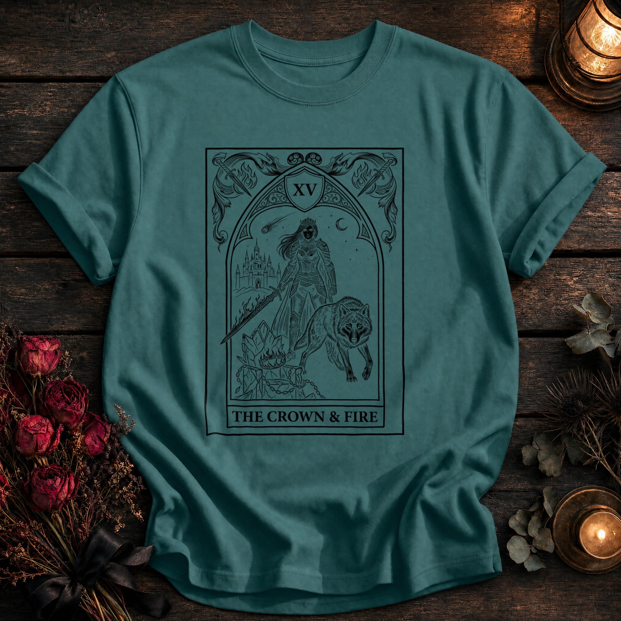 Crown And Fire Tarot Black - Seafoam