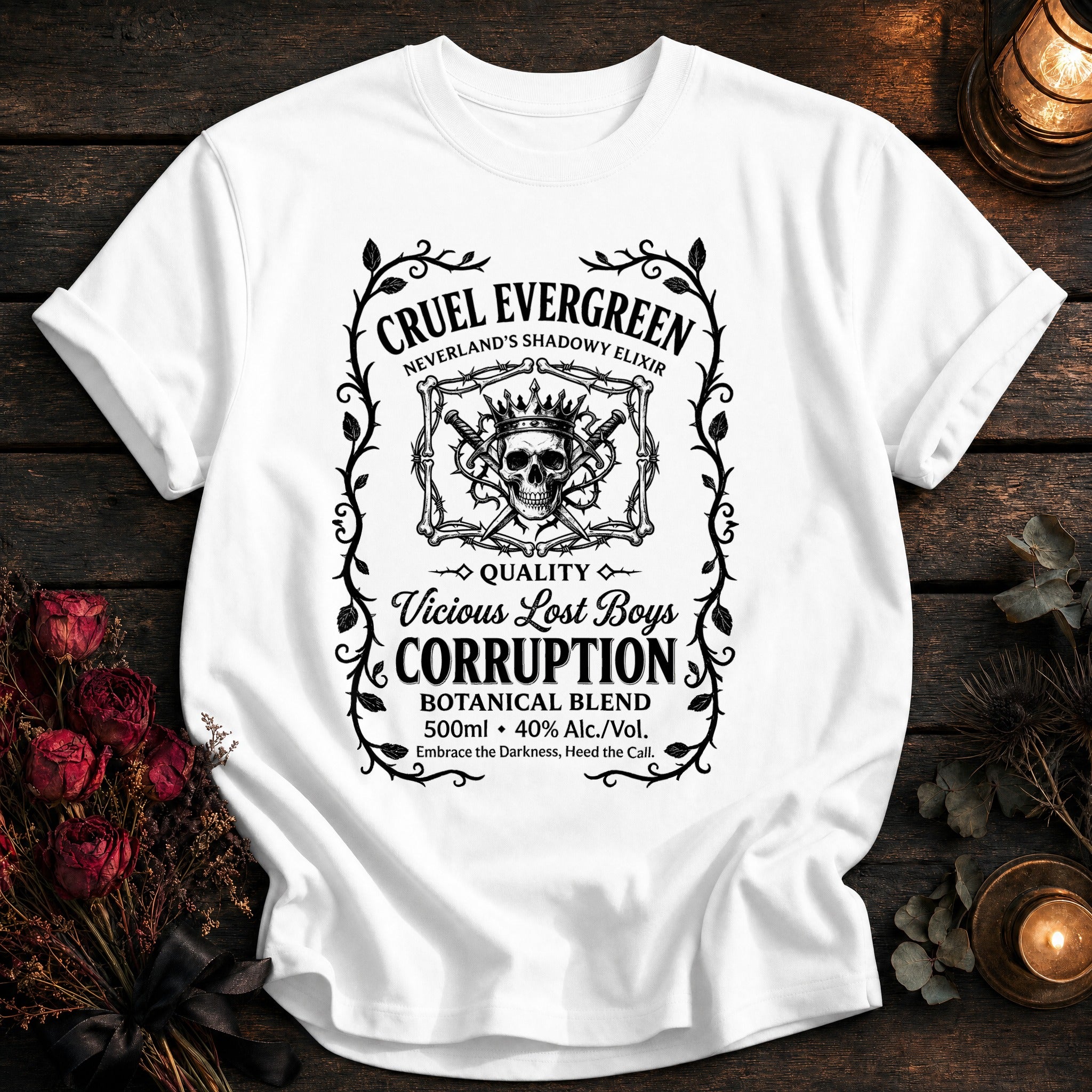 Cruel Evergreen Corruption Label Black - White