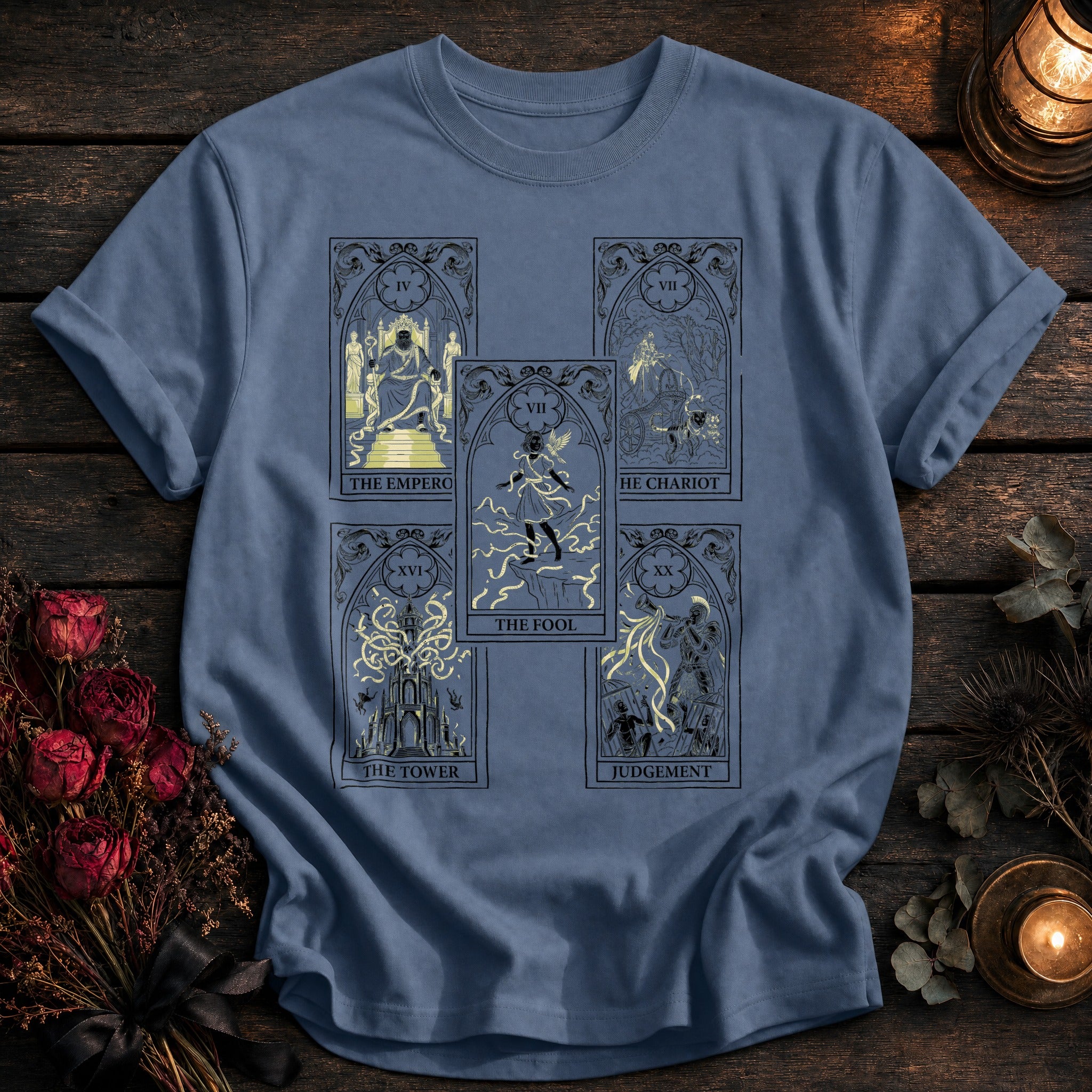 Five Card Tarot Grid Black - Blue Jean