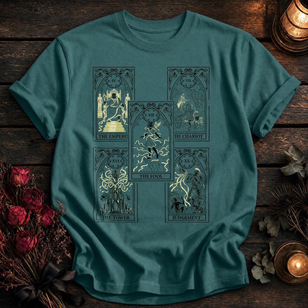 Five Card Tarot Grid Black - Seafoam