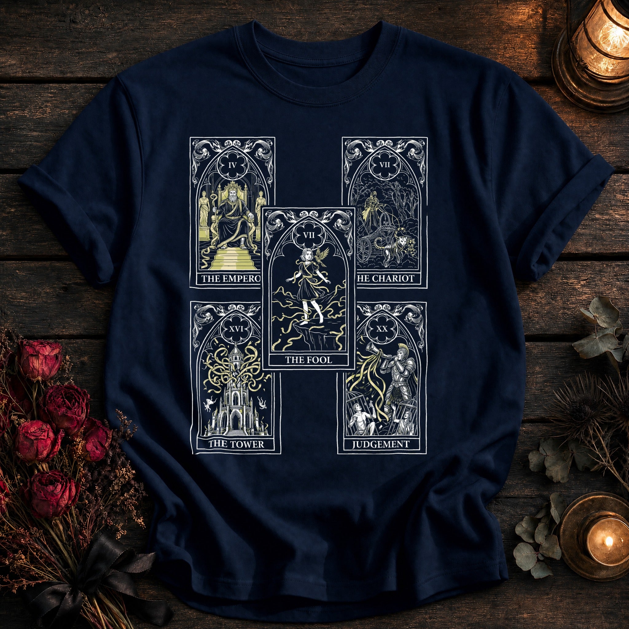 Five Card Tarot Grid White - True Navy