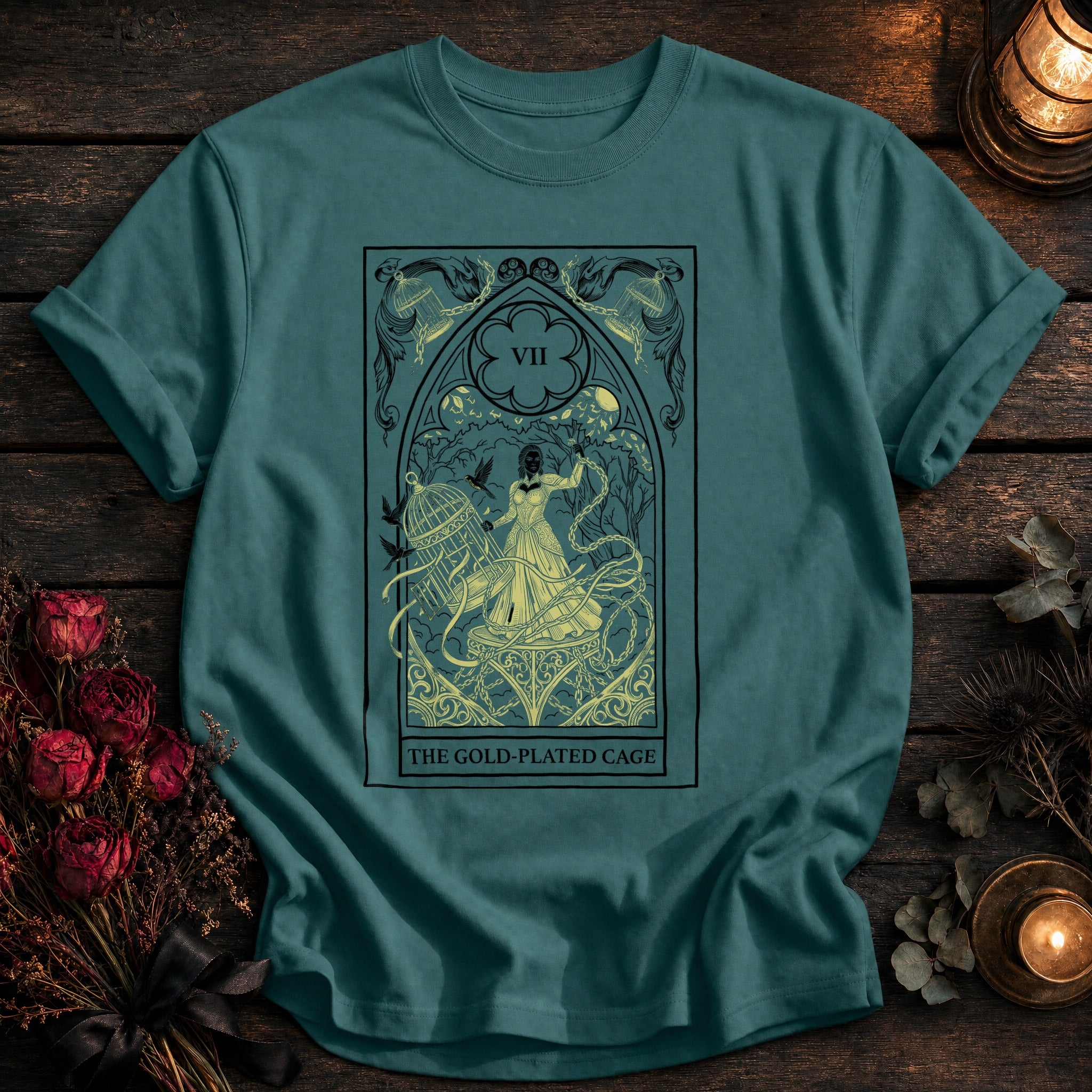 Gold Plated Cage Tarot Black - Seafoam