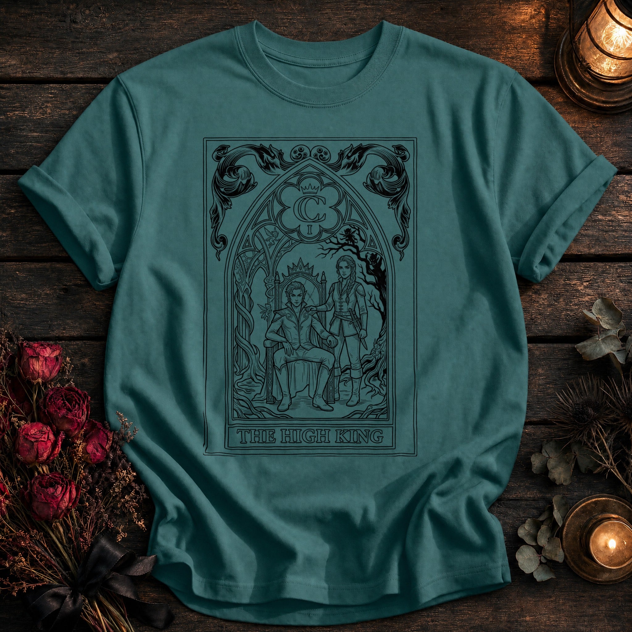 High King Tarot Black Outline - Seafoam