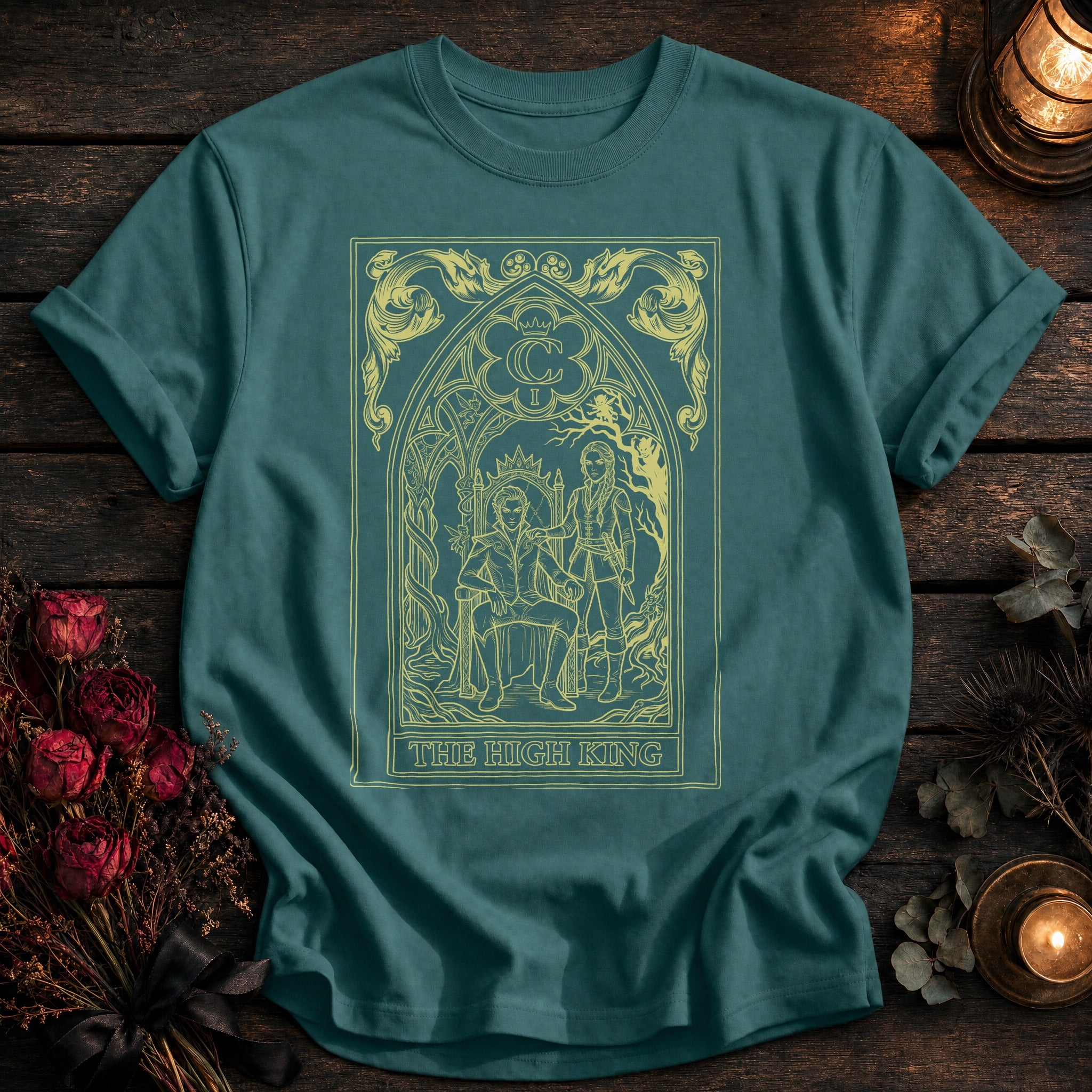 High King Tarot Yellow Outline - Seafoam