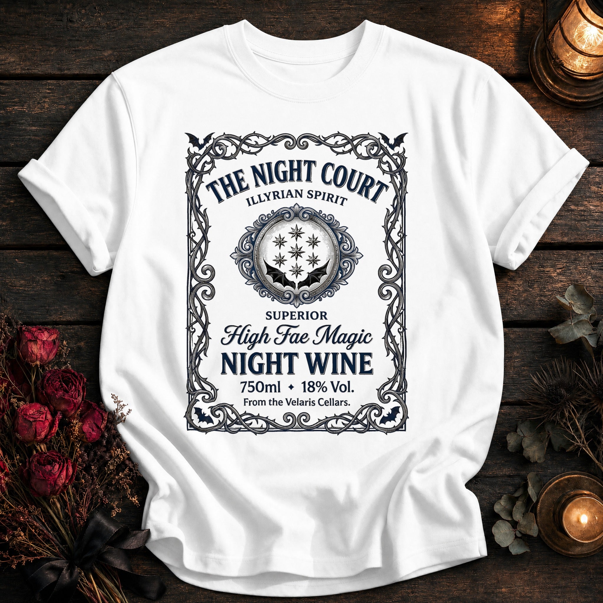 Night Court Wine Label Black - White