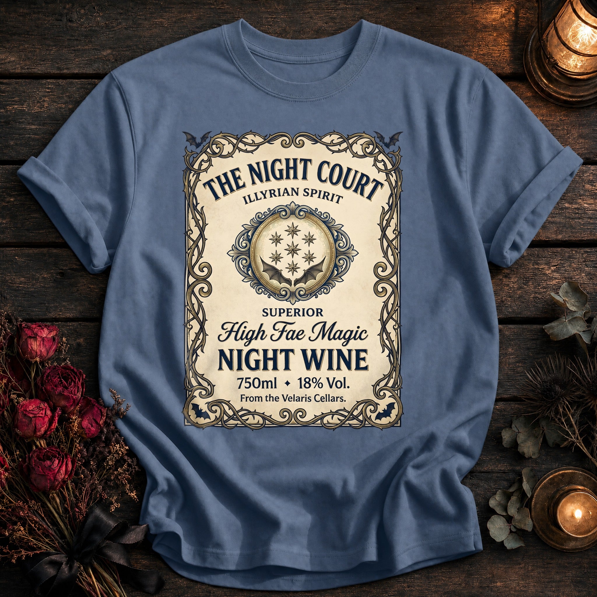 Night Court Wine Label Coloured - Blue Jean