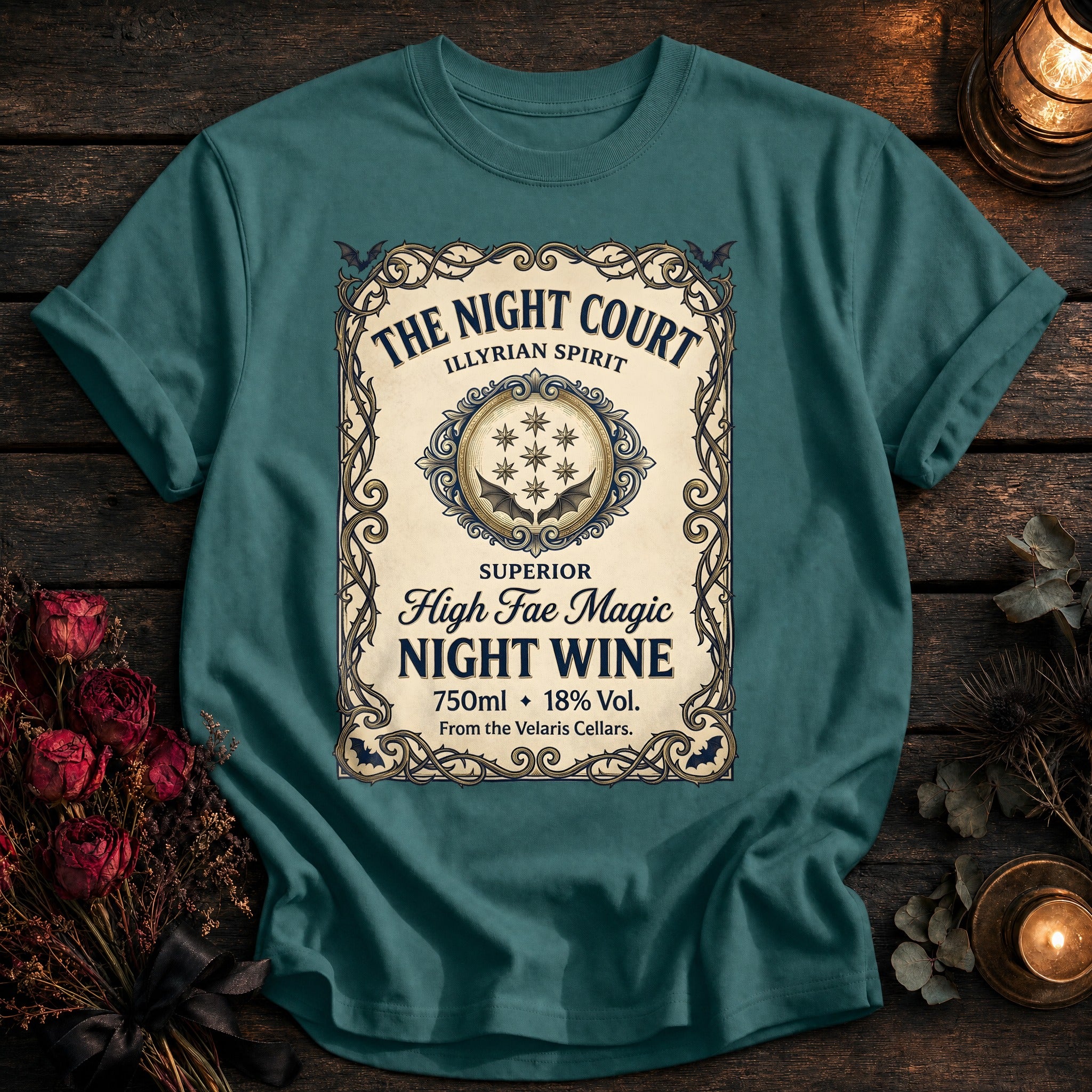Night Court Wine Label Coloured - Seafoam
