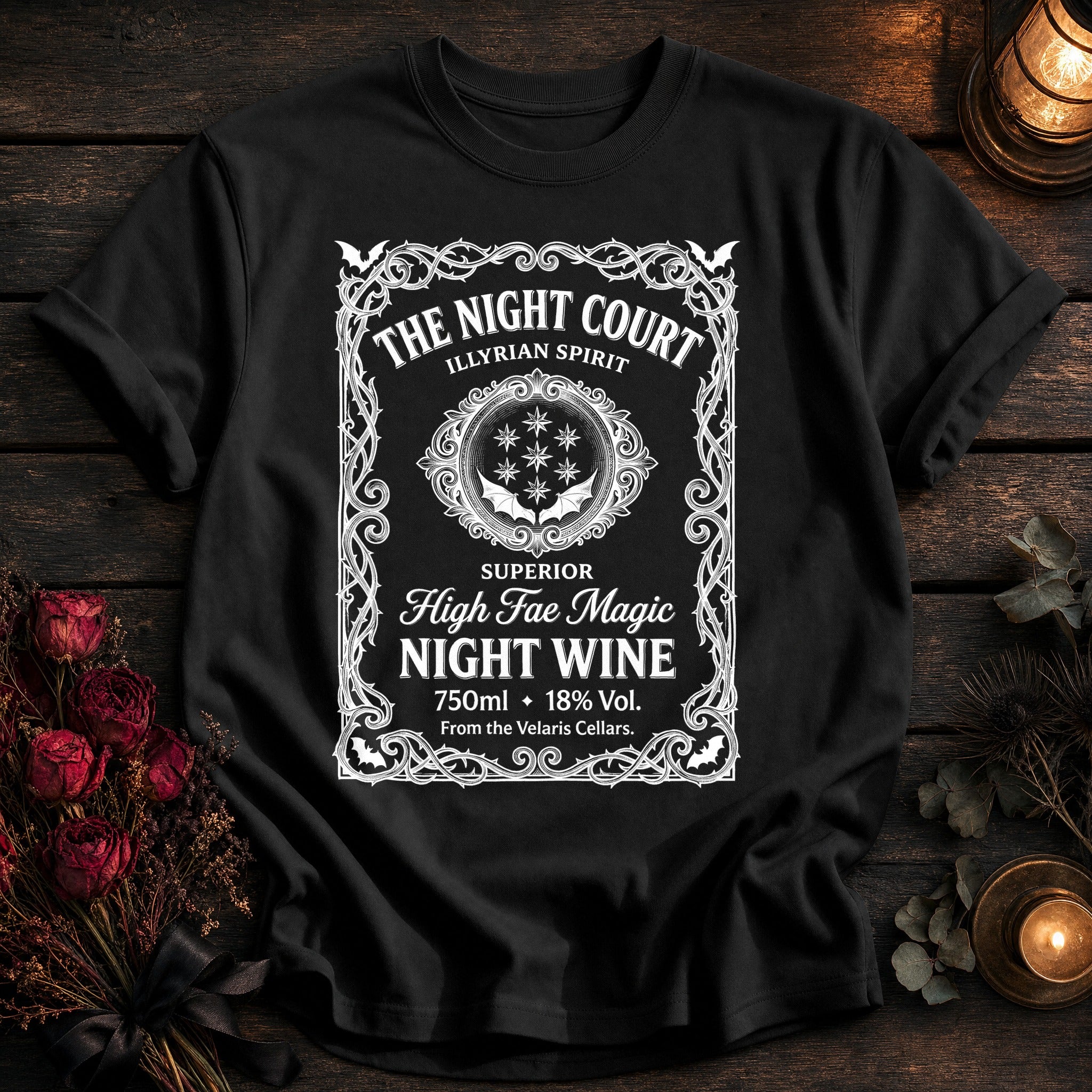 Night Court Wine Label White - Black