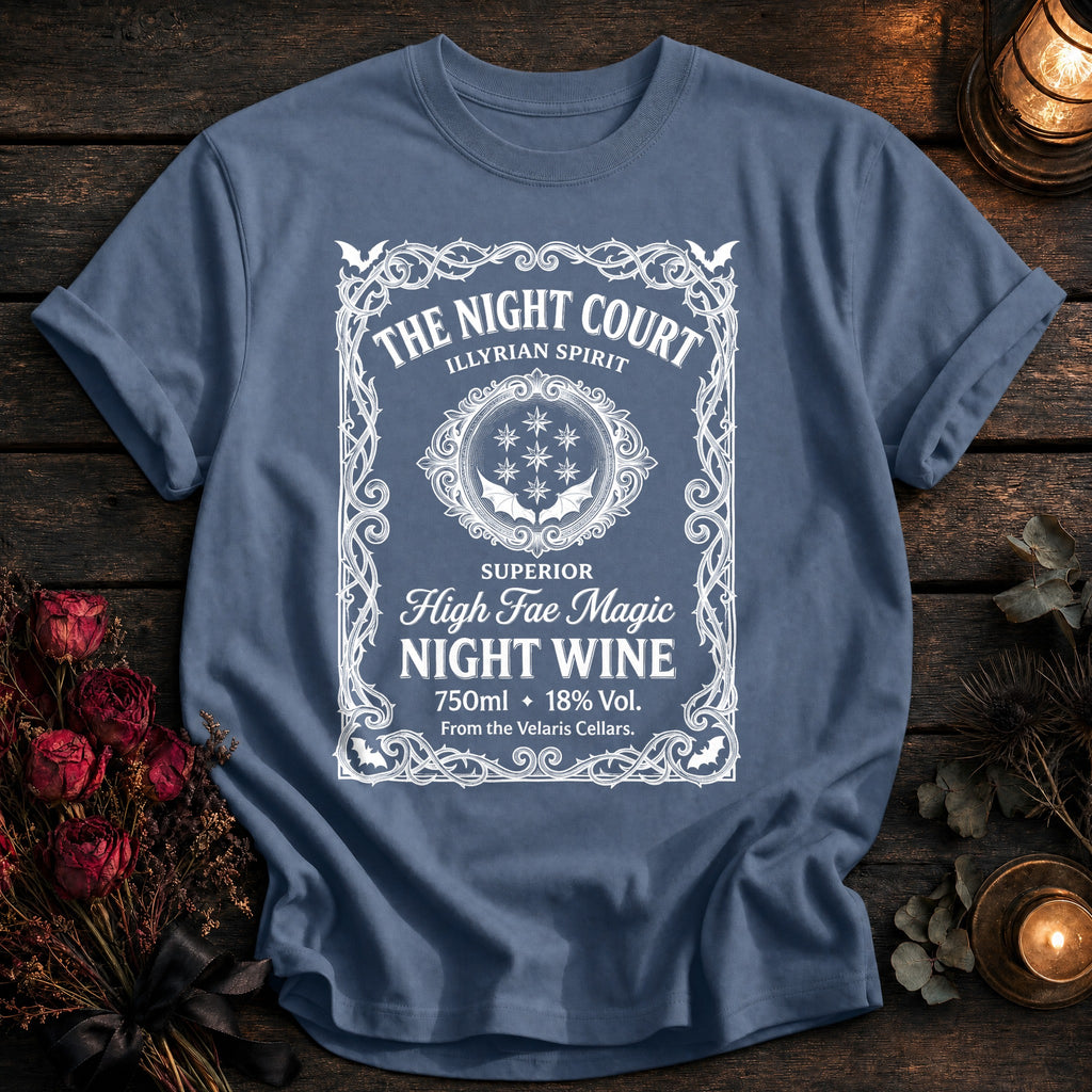 Night Court Wine Label White - Blue Jean